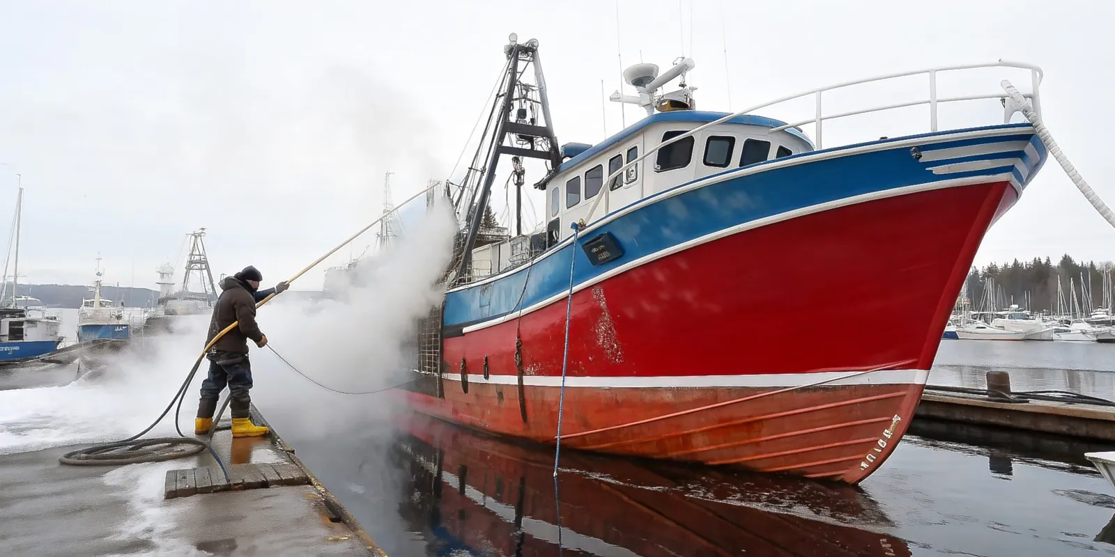 nettoyage de la coque d'un bateau